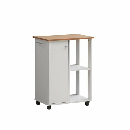 HODEDAH 23.6 in. Wide Open Shelves & Cabinet Space Kitchen Cart, White HIK73 WHITE